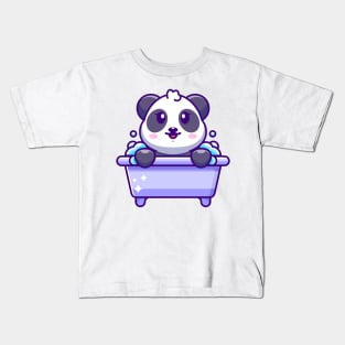 Cute panda in a bathtub cartoon character Kids T-Shirt